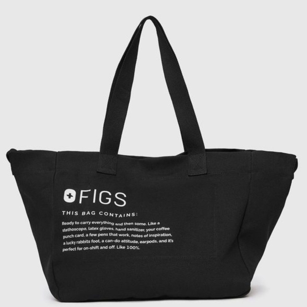 Large Figs Black Canvas Tote
